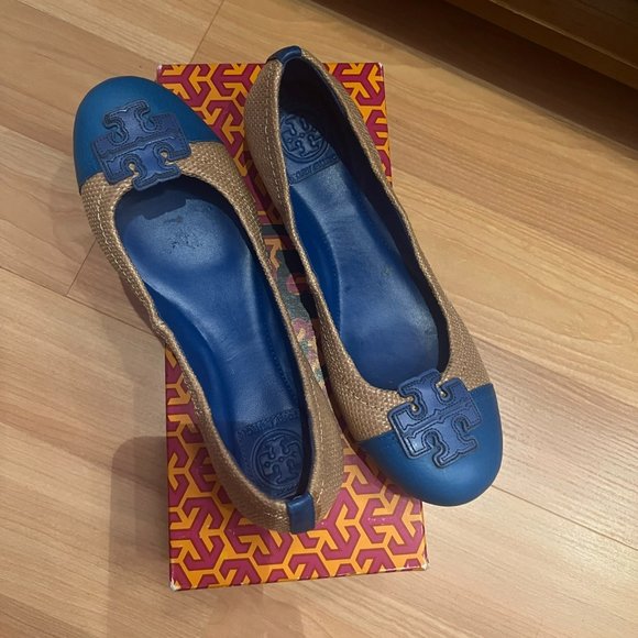 Tory Burch Carita Ballet Flat - Natural/Cobalt - Picture 1 of 2